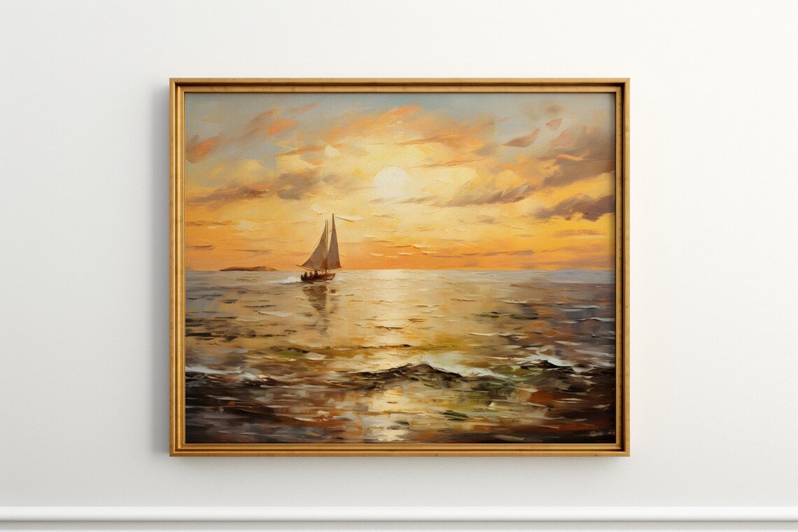 Sunset Voyage Antique Print