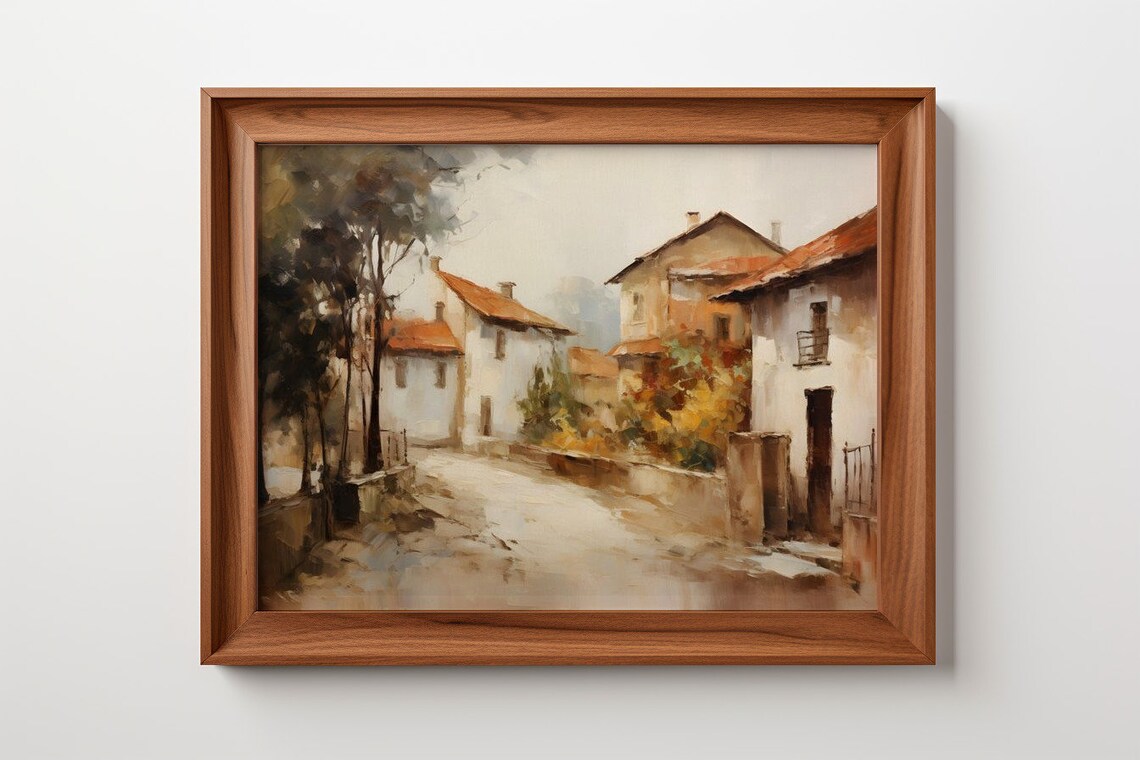A Stroll Through The Old Village, Rustic Antique