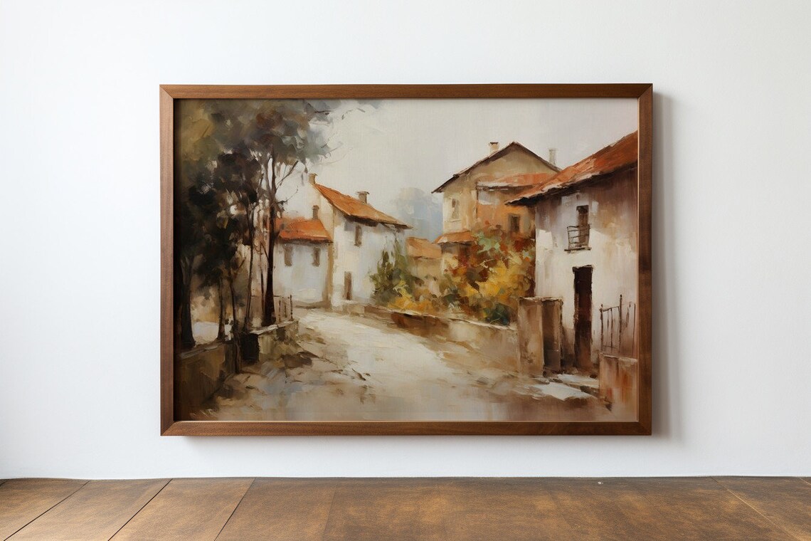 A Stroll Through The Old Village, Rustic Antique - Image 3