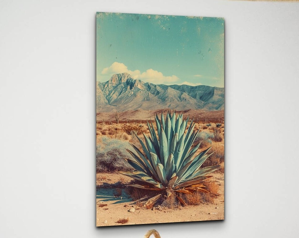 Desert Agave Mountain Landscape Vintage Southwest Photo Poster
