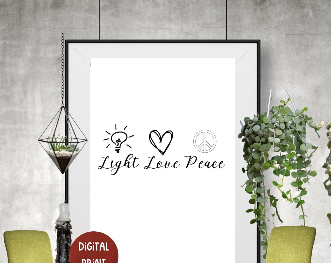 Light Love Peace Inspirational Quote Art Print - Image 4