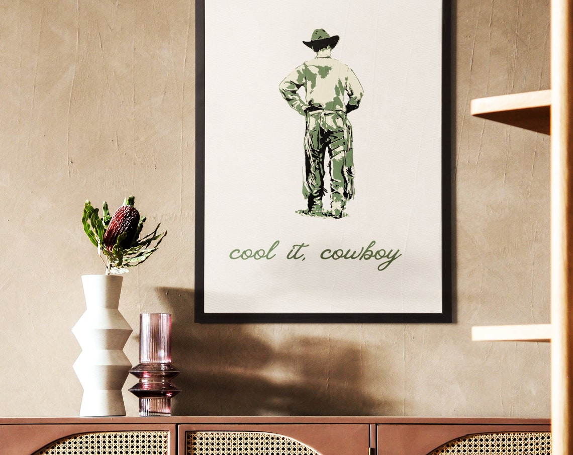Cool It Cowboy Vintage Western Typography Script Quote Wall Art - Image 5