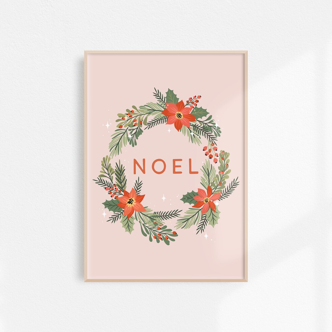Noel Christmas Wreath Art Print, Festive Decor - Image 3