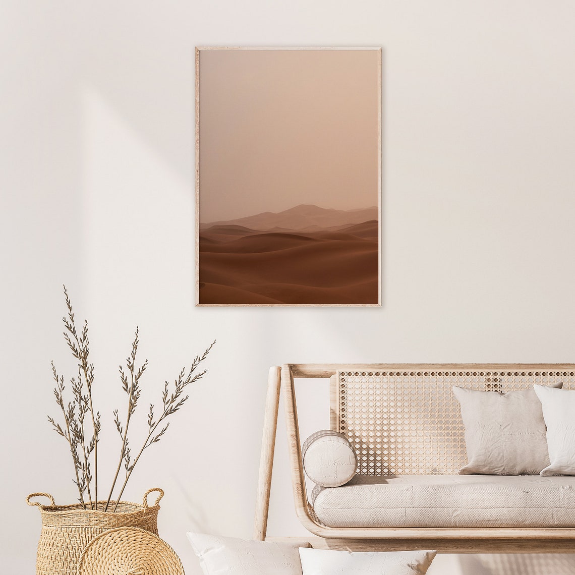 Terracotta Sahara Desert Dunes Under a Hazy Sky Neutral Poster - Image 2