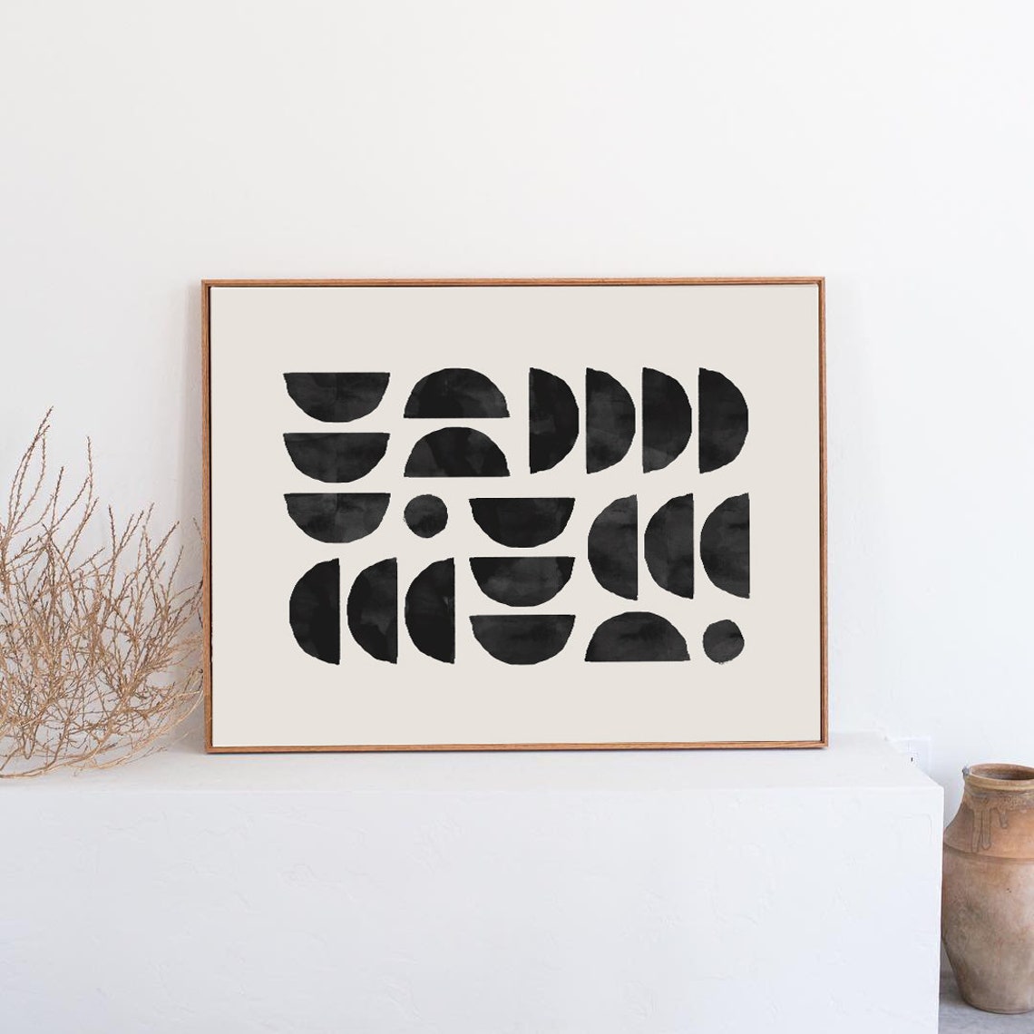 Black Half-Circle Geometric Shapes Modern Minimalist Abstract Poster - Image 3