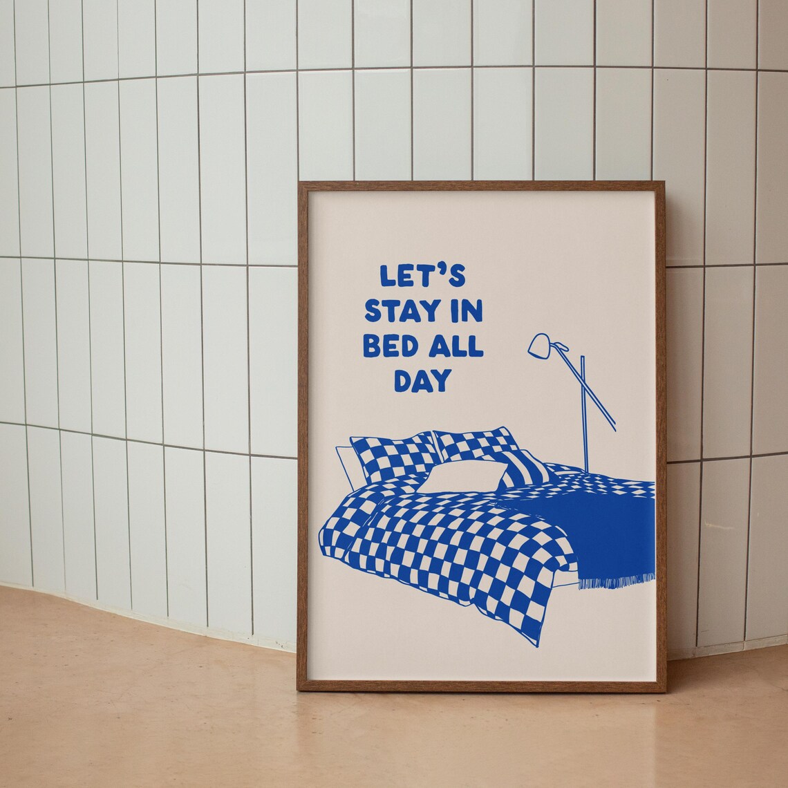 Let's Stay In Bed Retro Bedroom Art Print