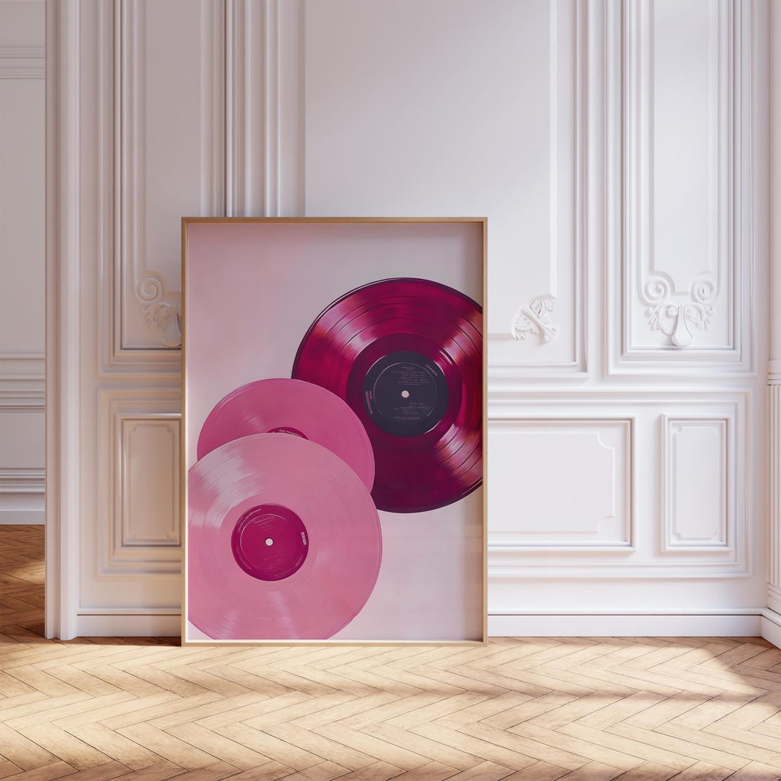 Pink Vinyl Record Close Up Retro Maximalist Music Room Wall Poster - Image 5