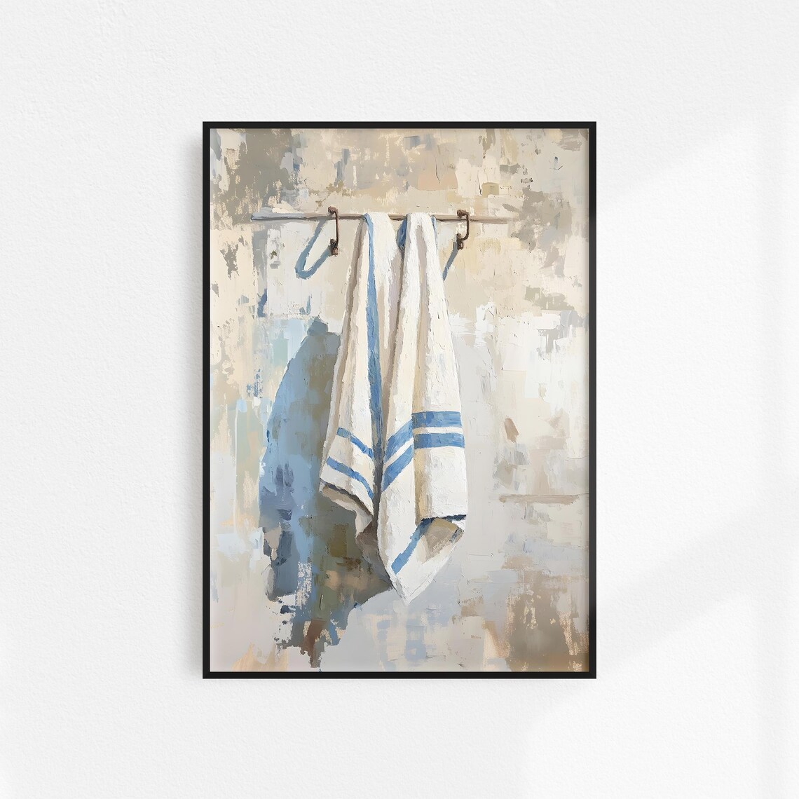 Blue White Striped Towels Art Print, Bathroom Decor - Image 2