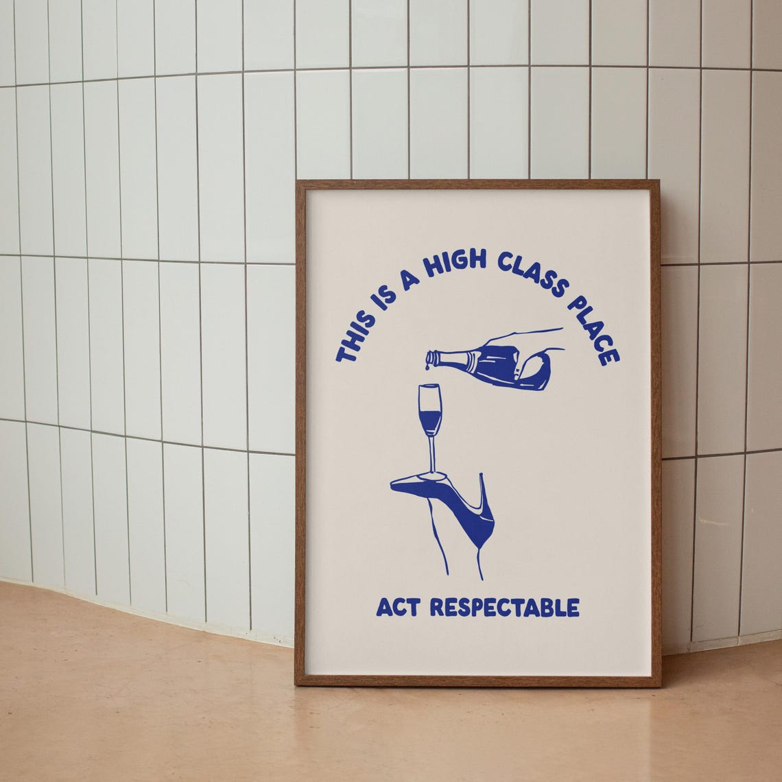 Blue High Class Place Wine Pour Funny Bar Cart Decor Art Poster - Image 2