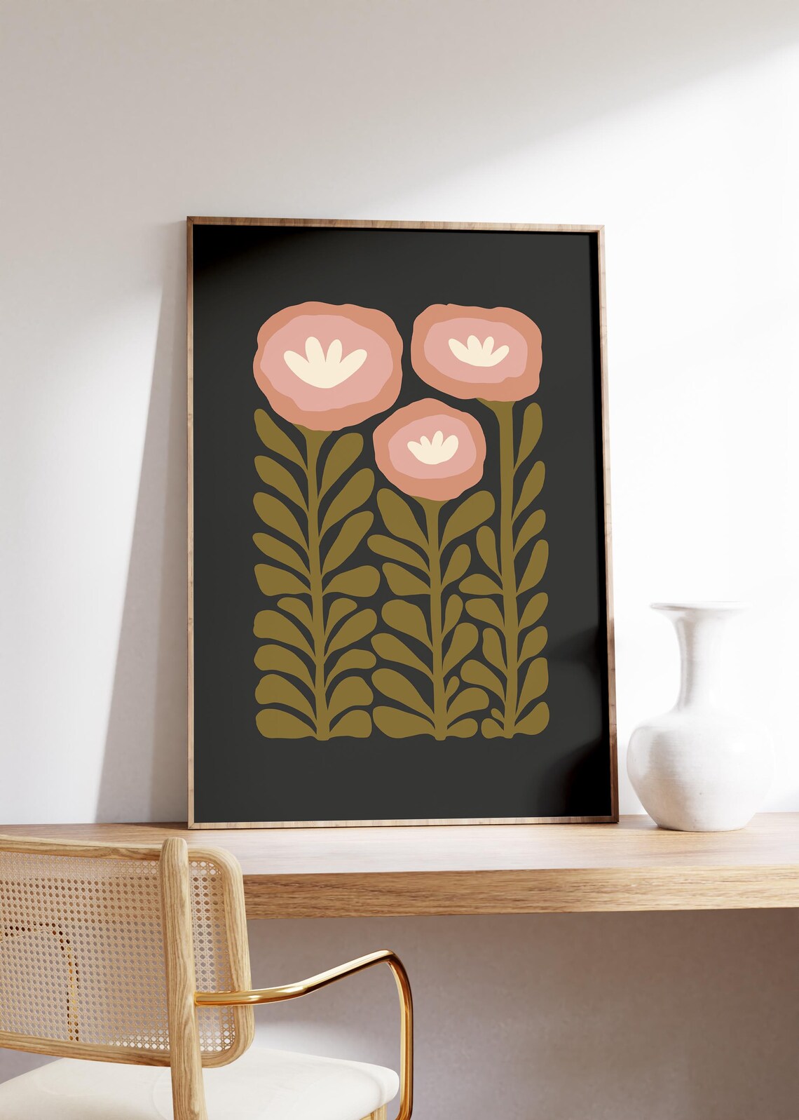 Moody Botanical Floral Art Print, Scandinavian Folk Art - Image 2