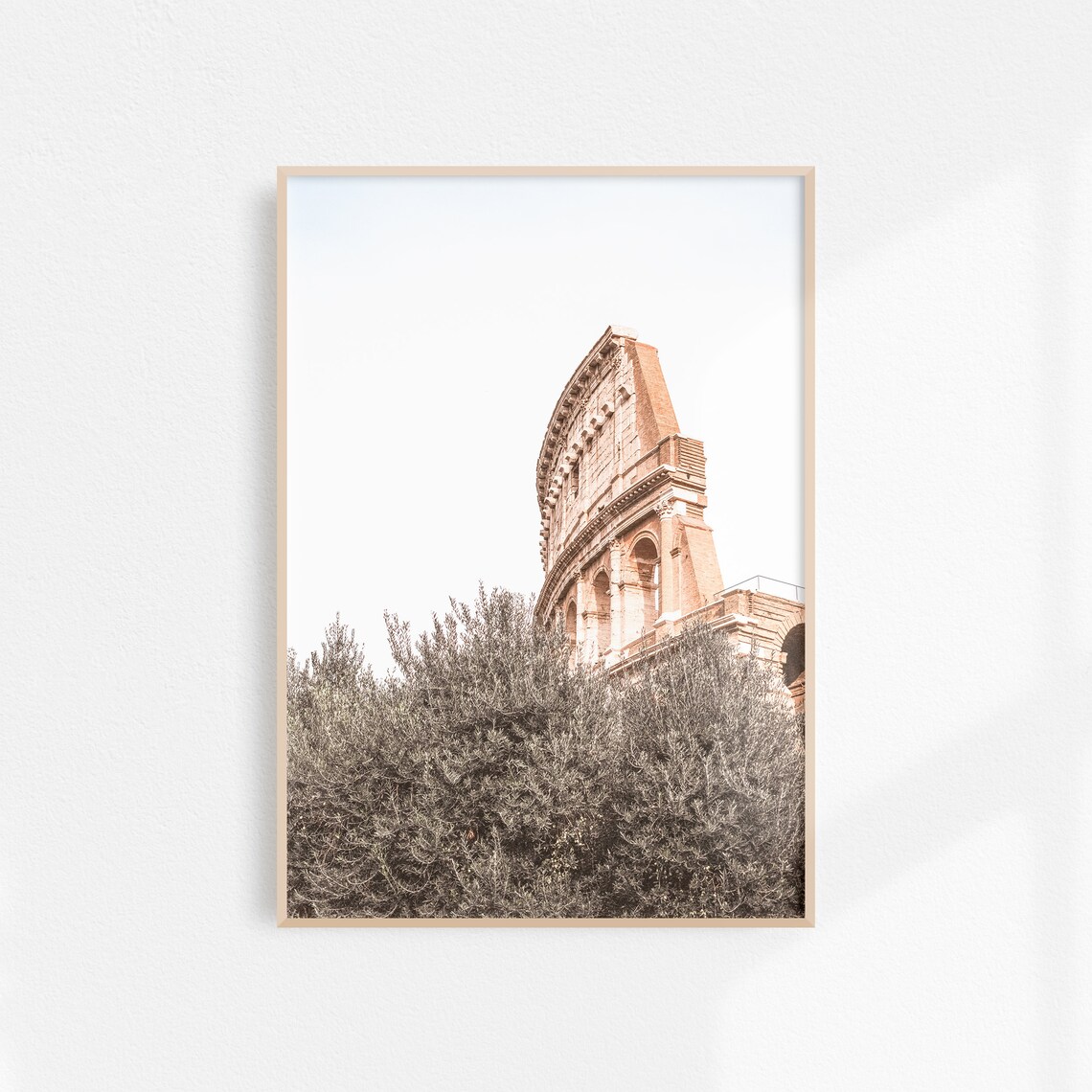 The Colosseum Rising Above Green Trees Rome Italy Landmark Poster