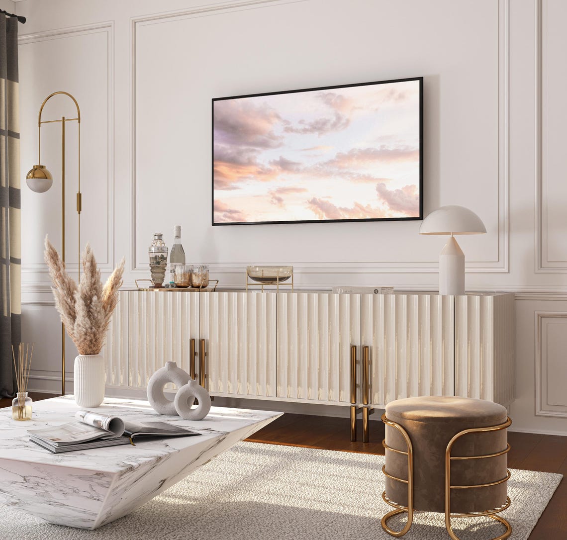 Pastel Sunset Clouds Calming Sky Minimalist Serene Wall Decor Poster - Image 2