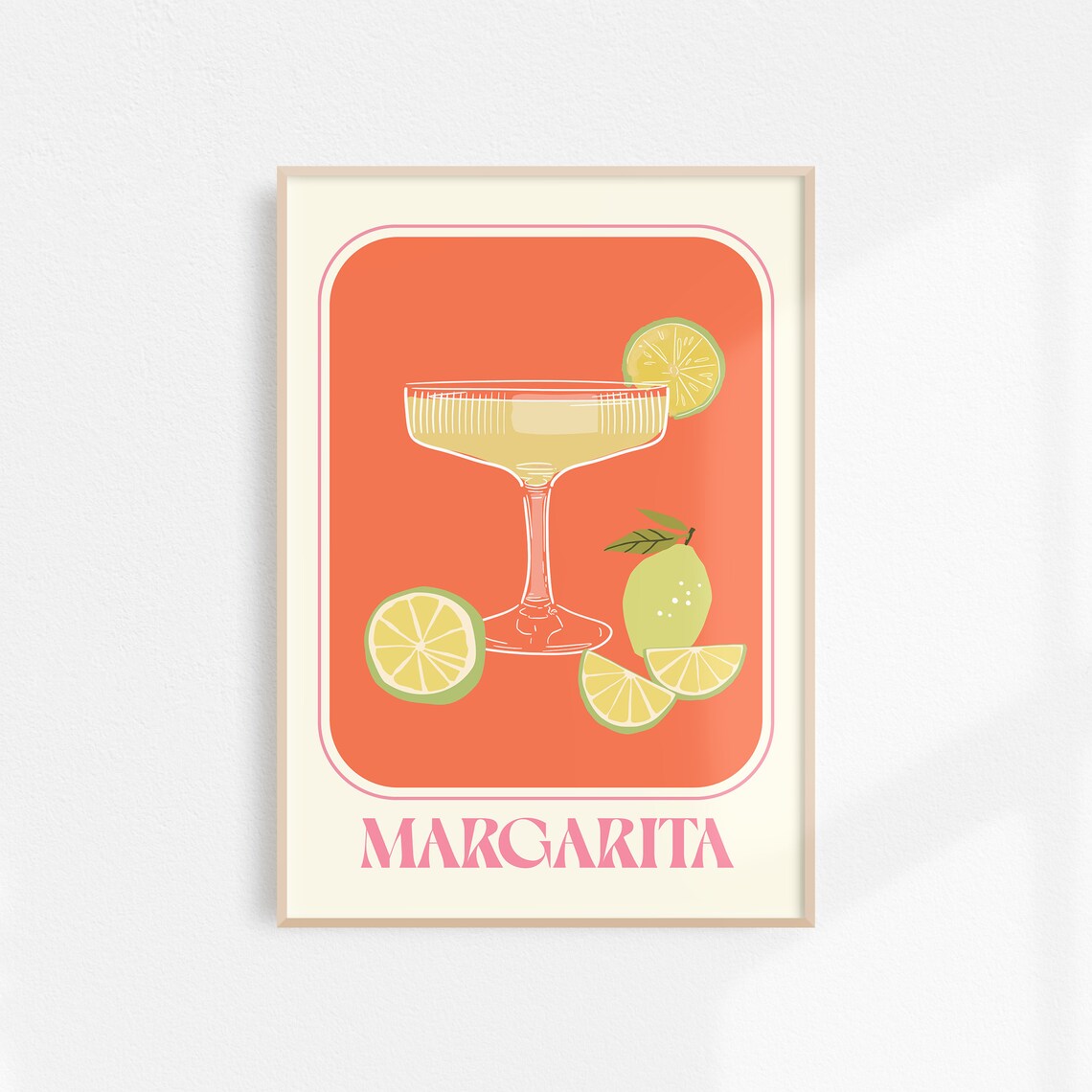 Margarita Retro Cocktail Art Print, Kitchen Decor
