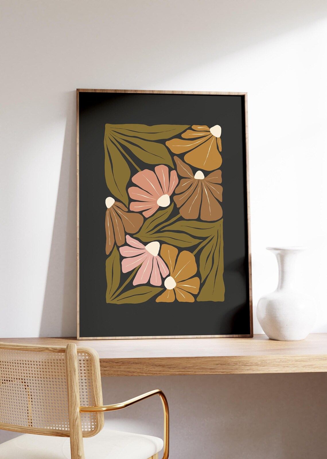 Fall Boho Moody Botanical Floral Art Print