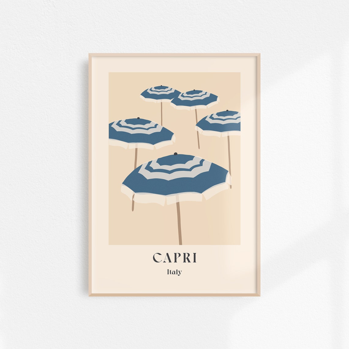Capri Travel Poster, Italy Beach Scene