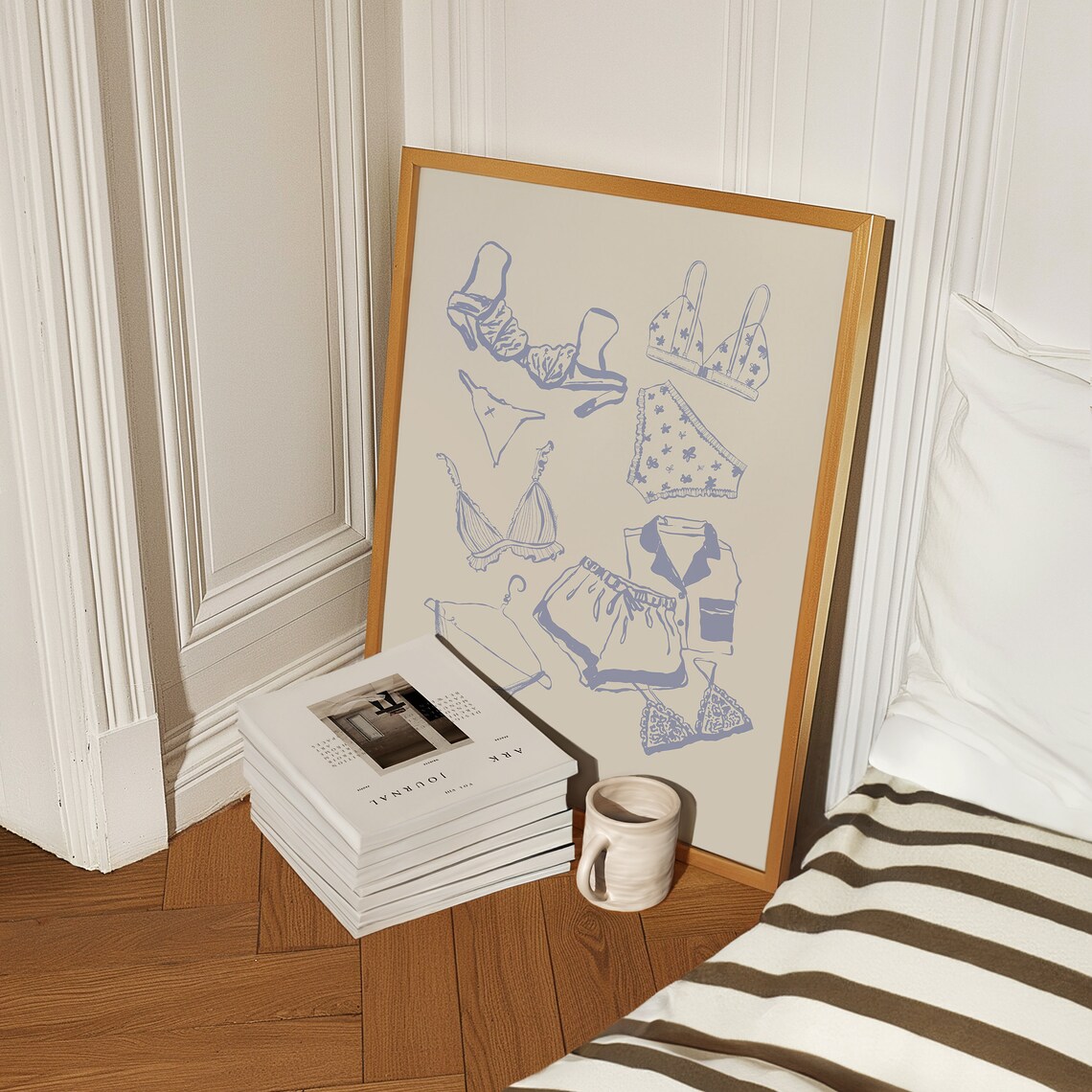 Blue Laundry Print, Coquette Room Decor Art Print - Image 2