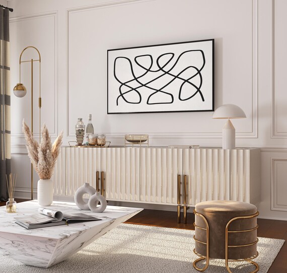 Black And White Line Art For Frame Tv Art Abstract Drawing For Frame Tv Minimalist Home Decor Simple Wall Art