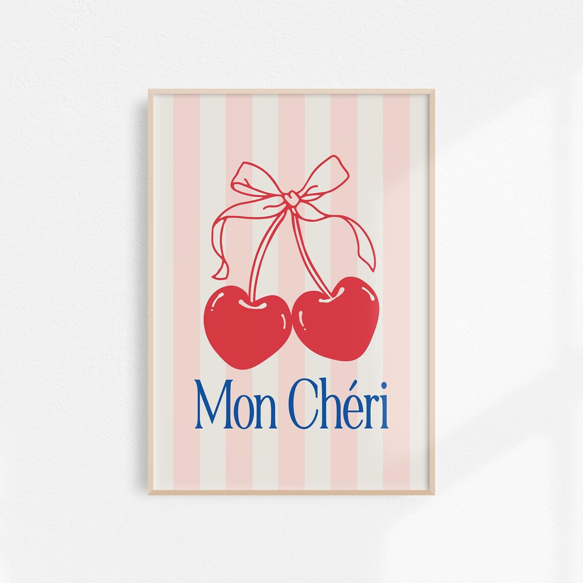 Mon Cheri Red Cherries Bow Coquette French Room Decor Poster