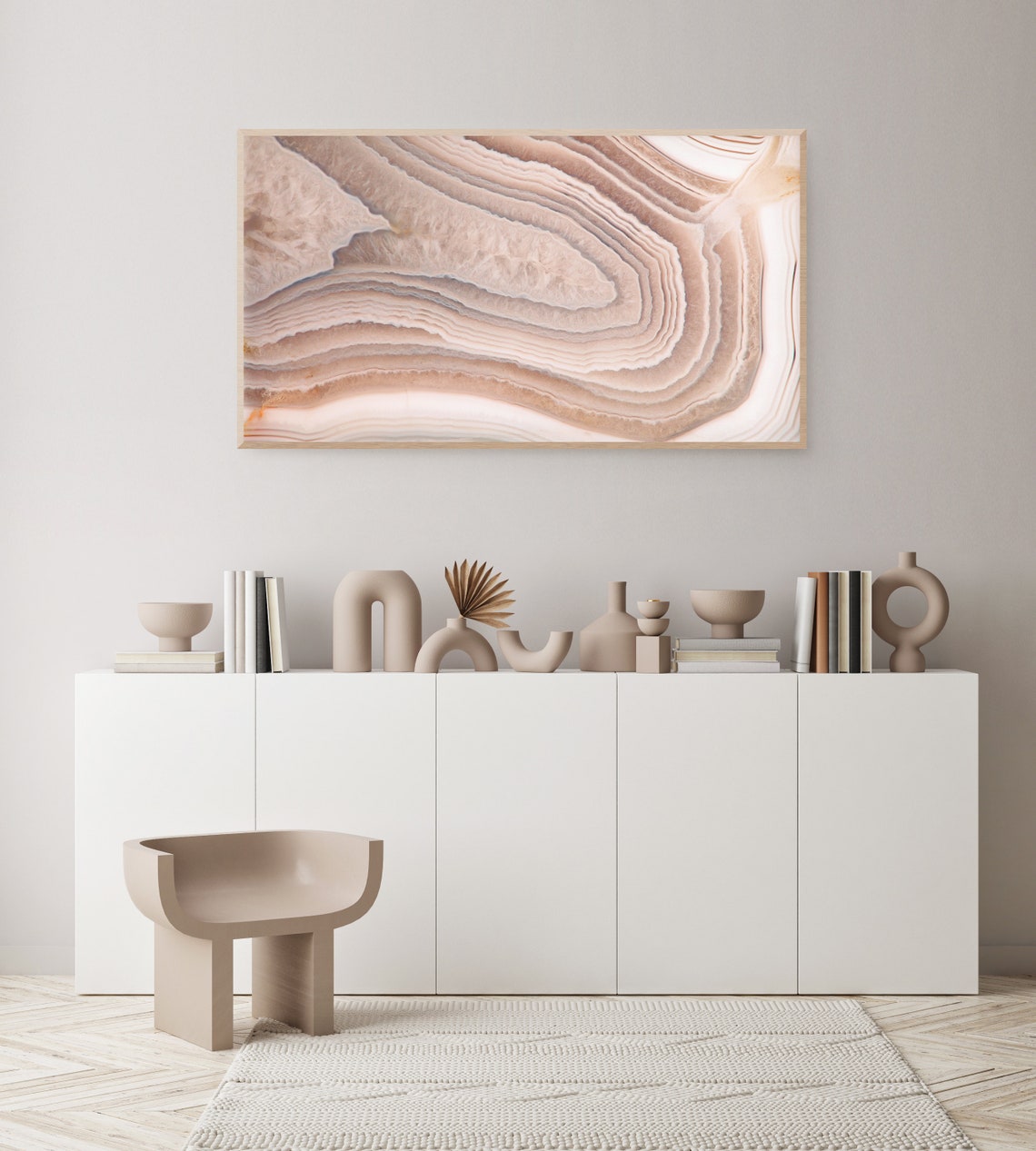 Blush Pink Agate Stone Abstract Texture Modern Frame Tv Wall Poster - Image 3