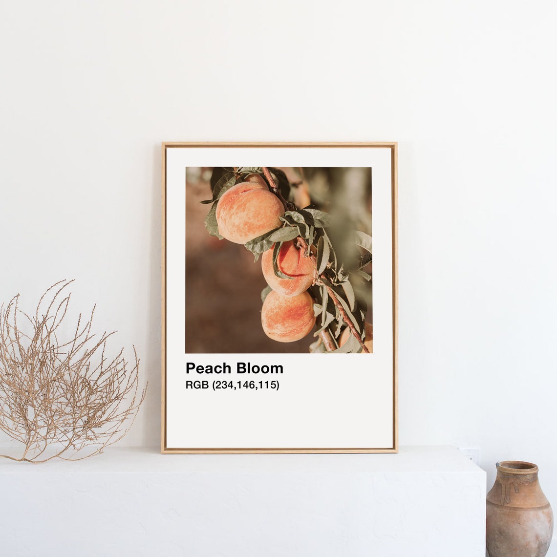 Peach Print Kitchen Wall Decor Peach Wall Art Botanical Print Peach Kitchen Art Botanical Wall Art Fruit Art - Image 2