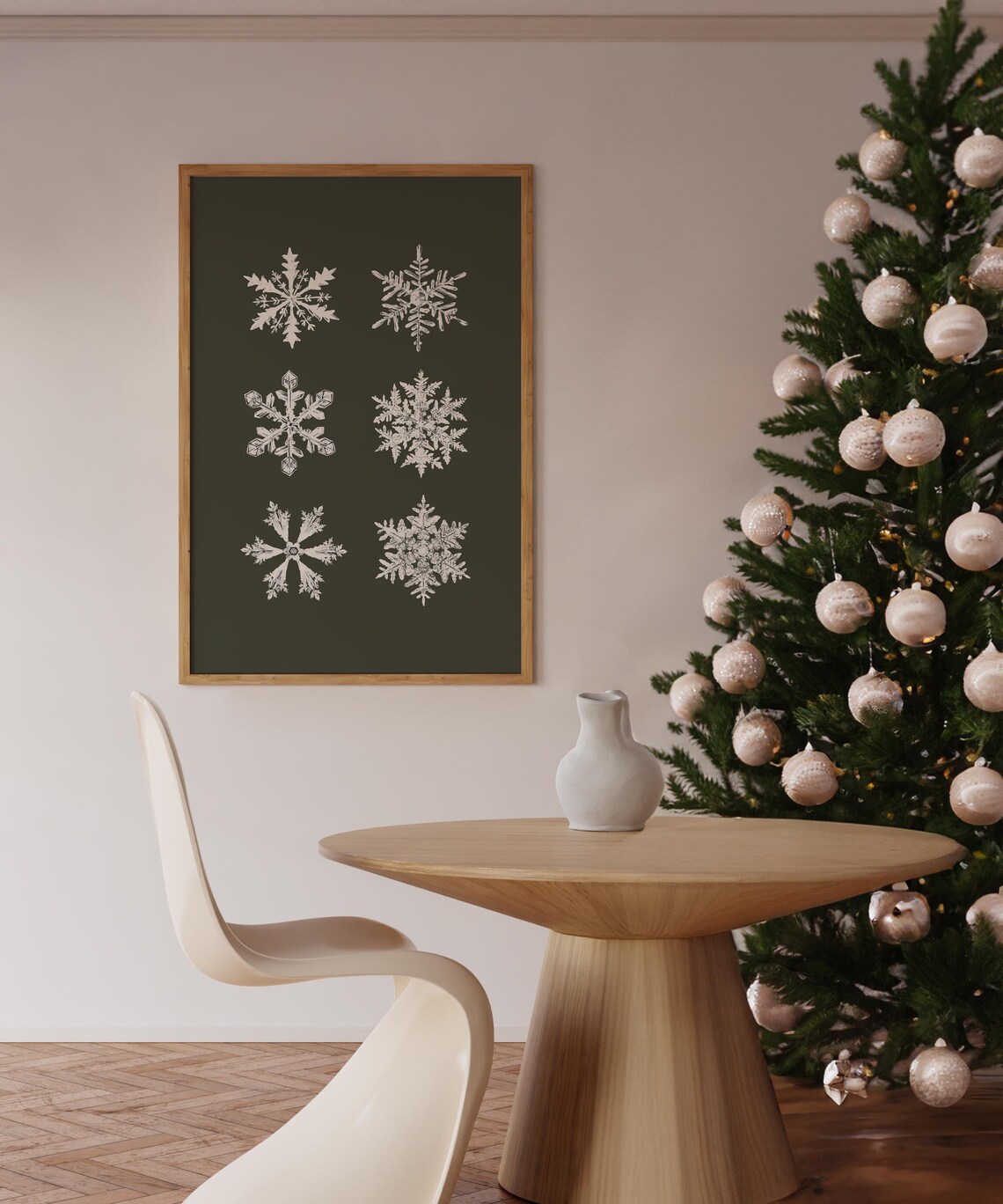 Snowflakes Modern Minimalist Christmas Art Print - Image 3