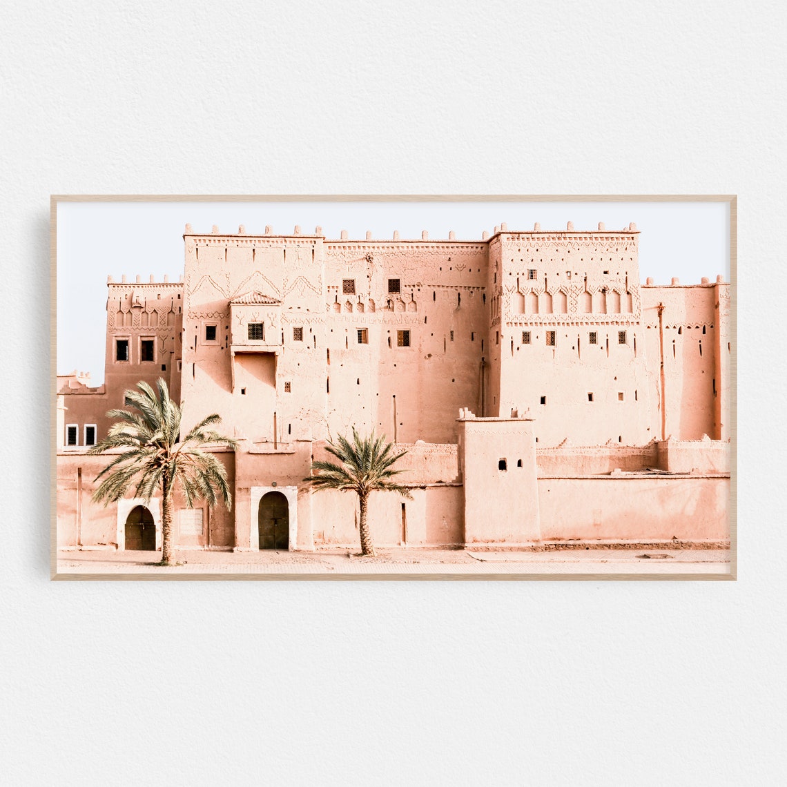 Morocco Blush Pink Kasbah Palm Trees Desert Architecture Poster