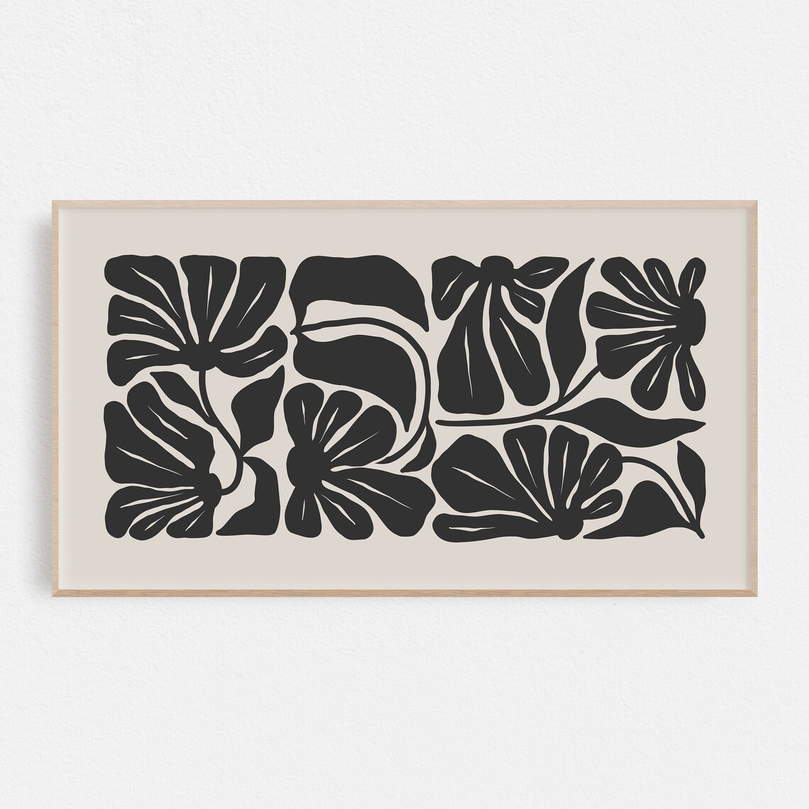Japandi Botanical Abstract Art Print, Boho Neutral
