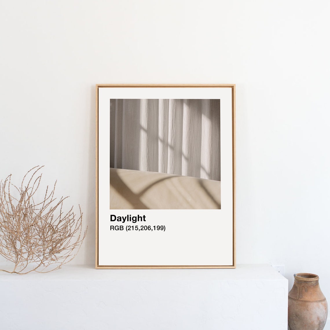Daylight Soft Beige Curtain Shadow Minimalist Neutral Poster - Image 4