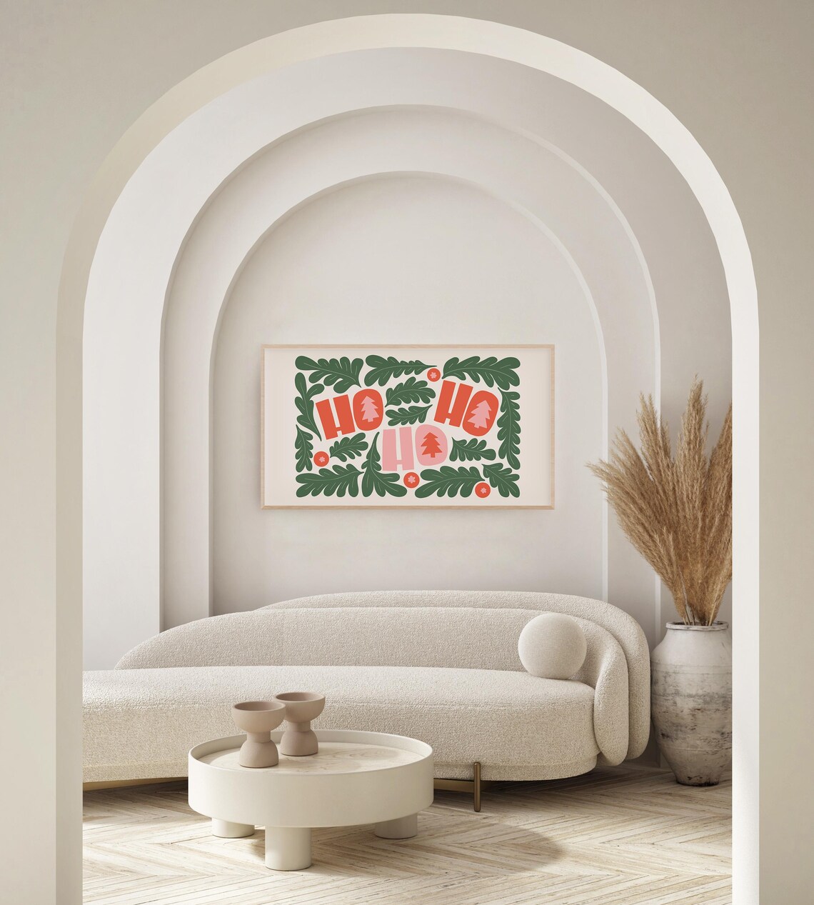 Ho Ho Ho Christmas Trees Laurel Border Festive Holiday Art Poster - Image 4