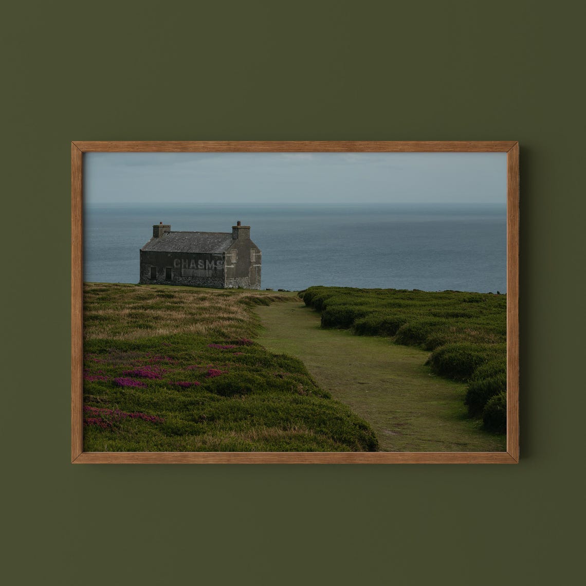 Chasm Cliffside Stone Cottage Isle of Man Coastal Photography Wall Art