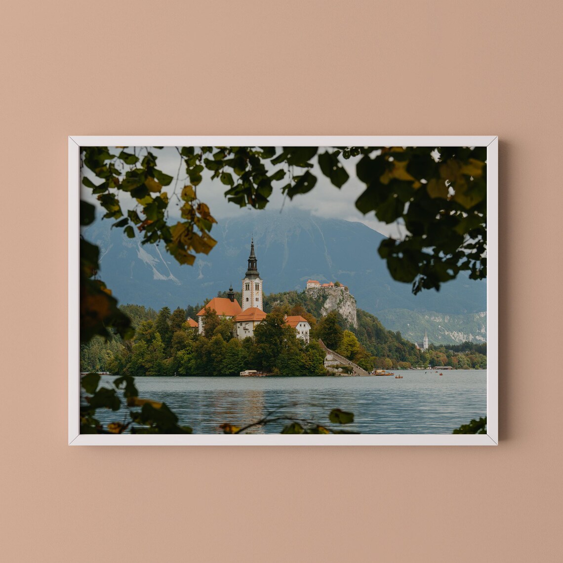 Lake Bled Slovenia Island Church Castle Mountain Lake Photography Poster