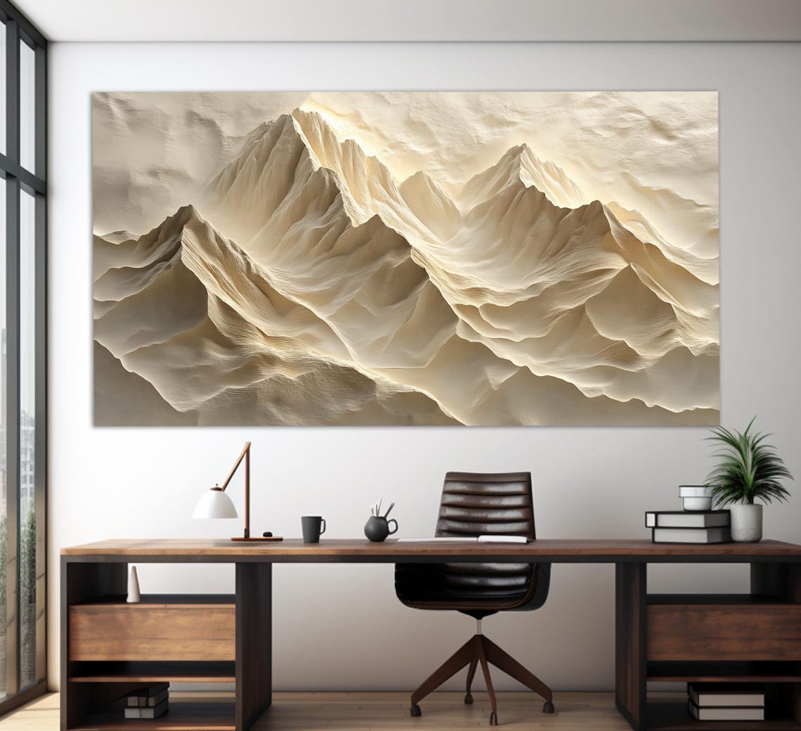 Soft Tones Abstract Mountain Relief Print Neutral Tones Wall Art Modern Bedroom Wall Decor Gentle Tones Painting Abstract Print - Image 4