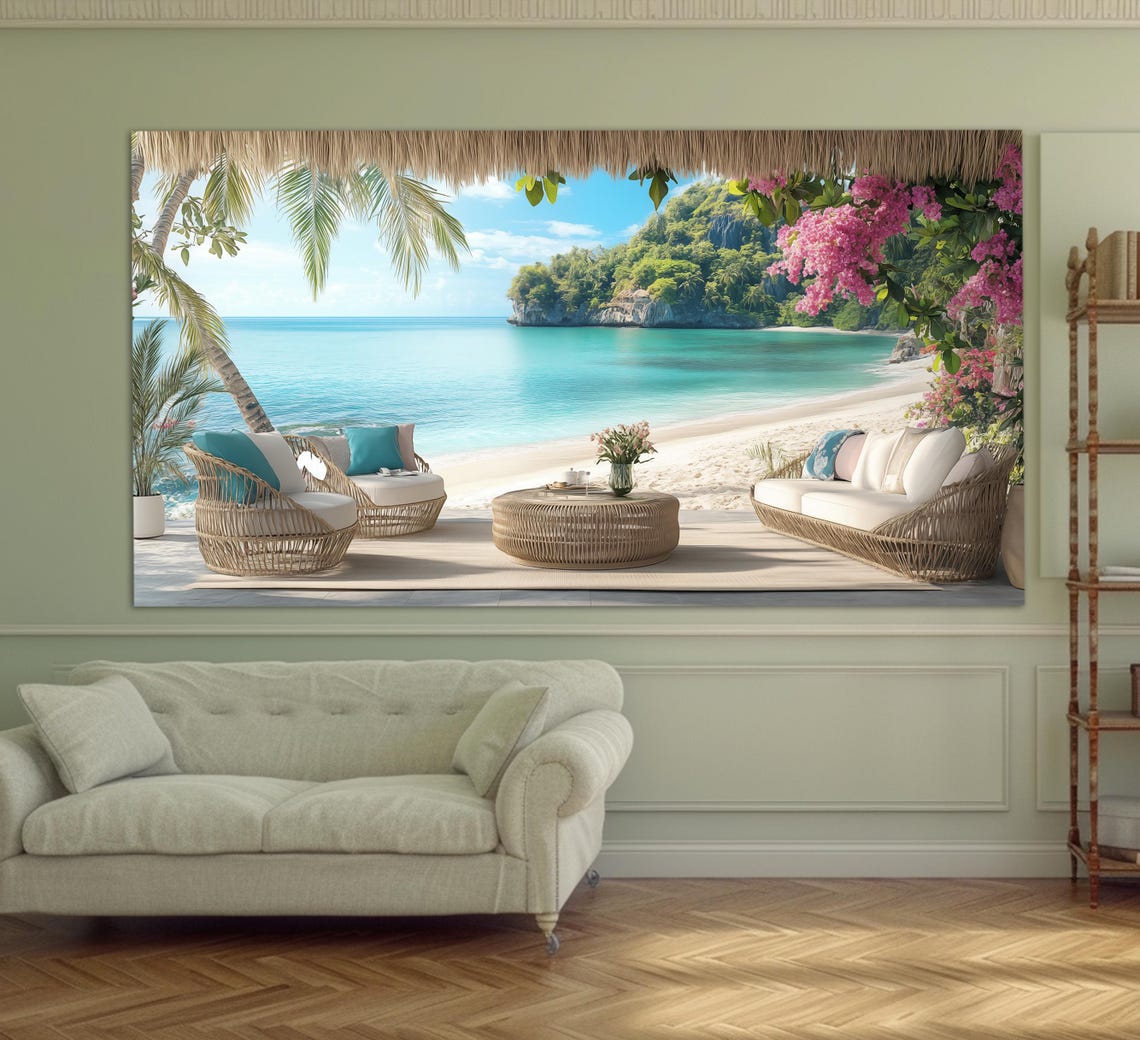 Bali Tropical Beach Cabana Lounge Paradise View Travel Poster - Image 4