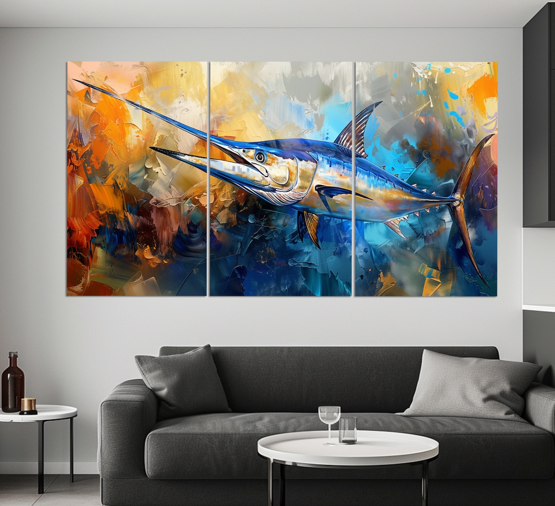 Abstract Blue Marlin, Painting Style Art Print - Image 5