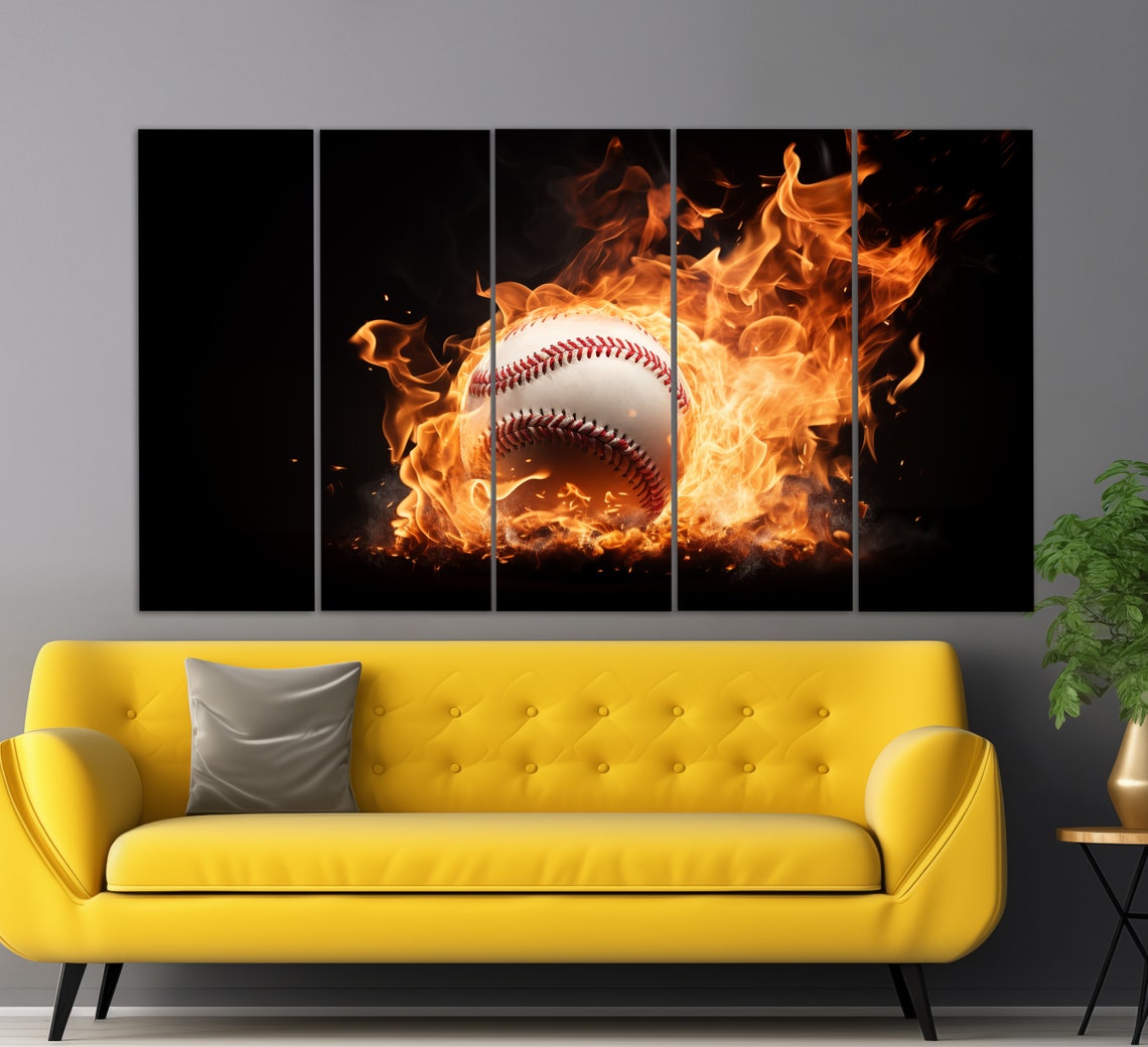 Abstract Baseball Print Baseball Wall Art Baseball Ball In Fire Print Baseball Poster Baseball Fan Gift - Image 3