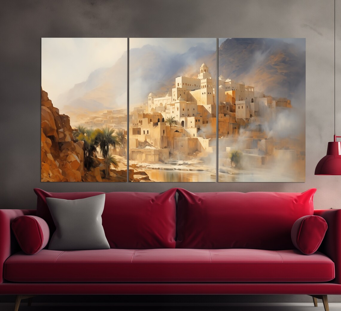 Vintage Algeria Abstract Oil Painting Art Print - Image 3