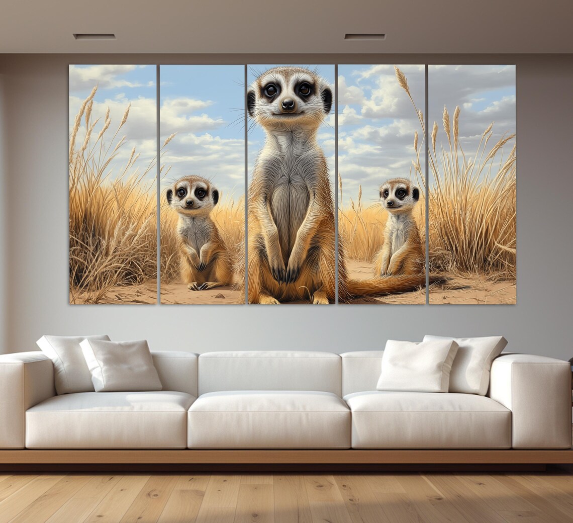Meerkat Family Print Funny Animals Wall Art Meerkat Painting Meerkat Poster Sheep Wall Art Kids Room Wall Decor - Image 3
