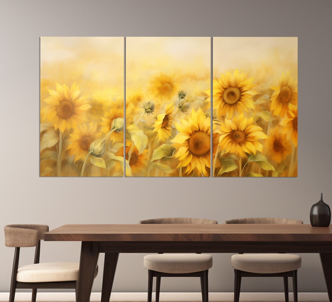Golden Sunflower Field in Bloom Sunny Summer Floral Art Poster - Image 2