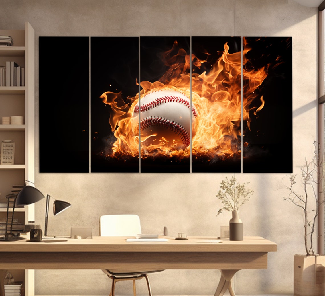 Abstract Baseball Print Baseball Wall Art Baseball Ball In Fire Print Baseball Poster Baseball Fan Gift - Image 5