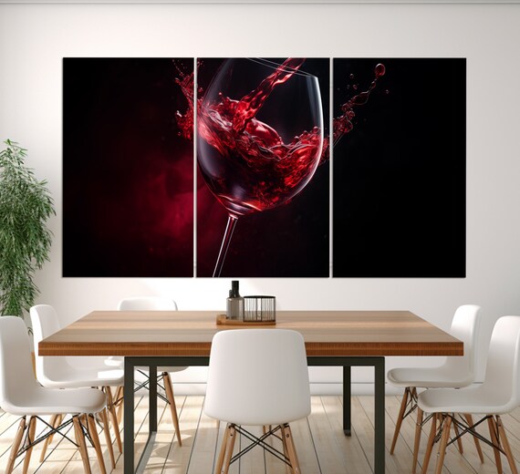 Wine Wall Art Abstract Red Wine Glass Art Print