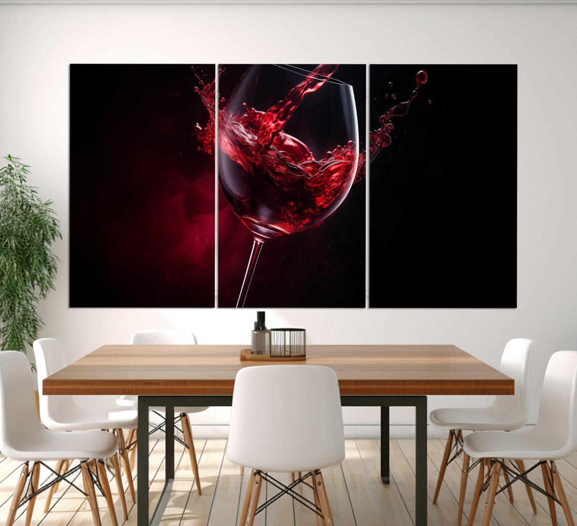 Wine Wall Art Abstract Red Wine Glass Art Print