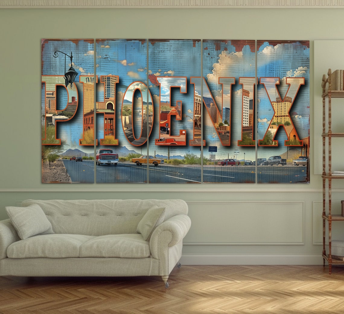 Phoenix Arizona City Skyline Typography Bold City Name Art Poster - Image 2