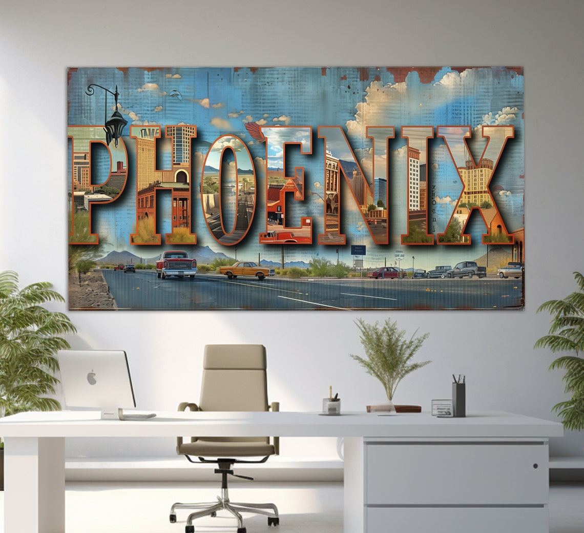Phoenix Arizona City Skyline Typography Bold City Name Art Poster