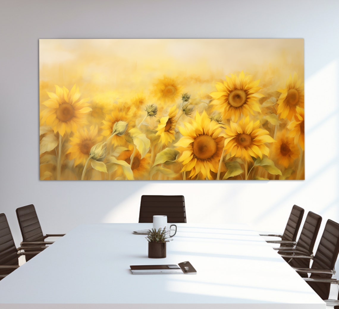 Golden Sunflower Field in Bloom Sunny Summer Floral Art Poster - Image 3