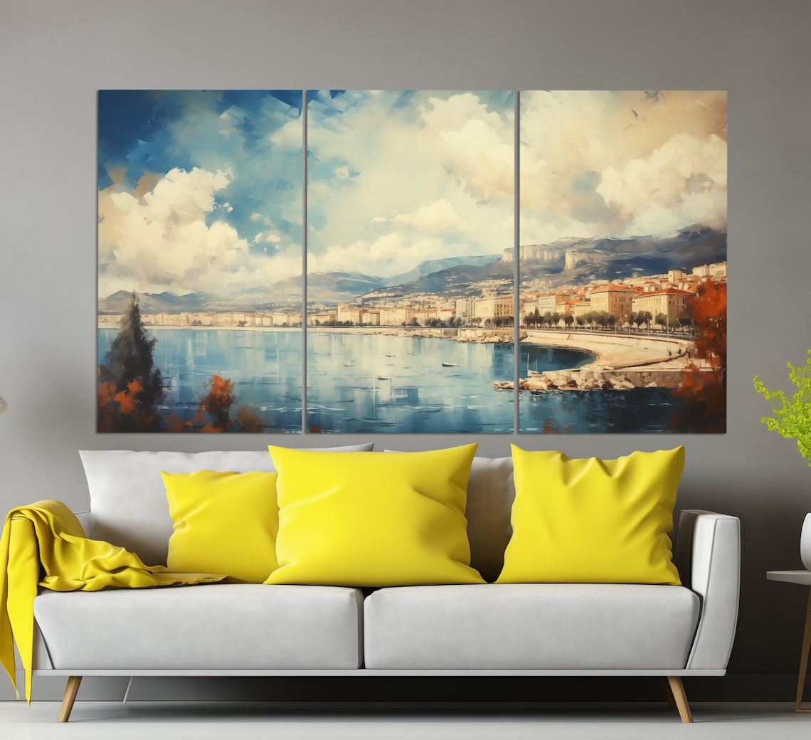 Nice, France Vintage Abstract Oil-Painting Art Print - Image 3