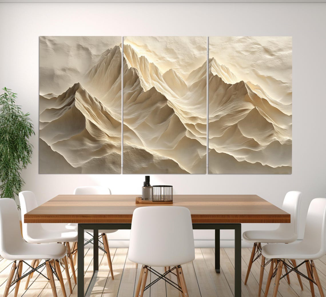 Soft Tones Abstract Mountain Relief Print Neutral Tones Wall Art Modern Bedroom Wall Decor Gentle Tones Painting Abstract Print - Image 6