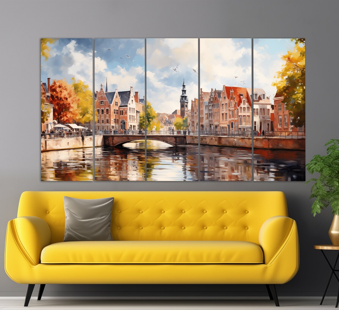 Bruges Vintage Oil-Painting Style Abstract Art Print - Image 5
