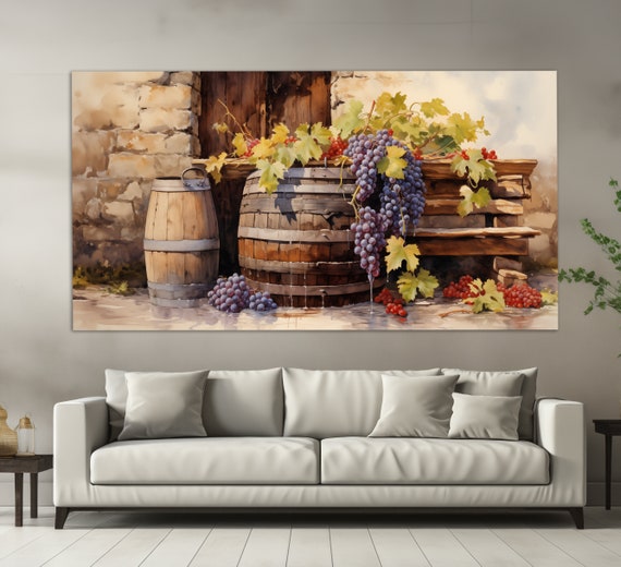 Old Wine Barrel Vintage Wine Wall Decor Print