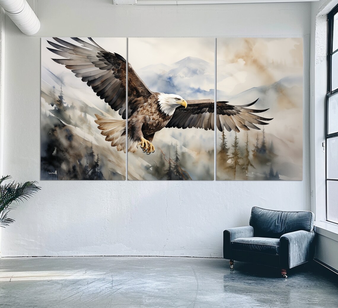 Bald Eagle, Vintage Oil Painting Style Art Print - Image 2