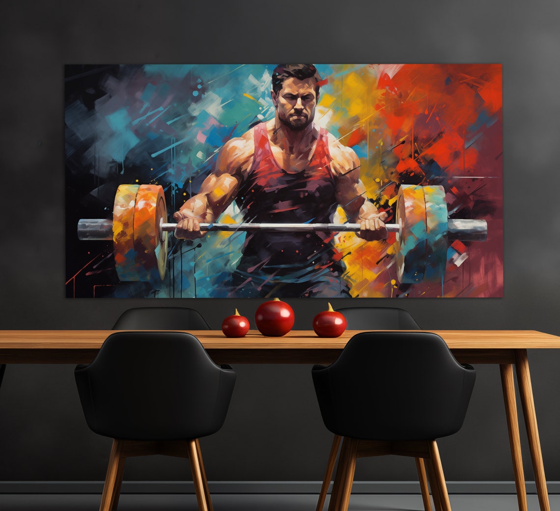 Abstract Weightlifting Print In An Oil Painting Style Fitness Wall Art Fitness Painting Bodybuilding Poster Bodybuilder Gift - Image 3